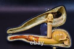 Pumpkin Skull Pipe By ALI W Skull Tamper New-block Meerschaum Handmade W Case931