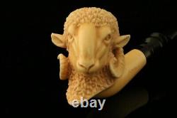 RAM Hand Carved Block Meerschaum Pipe by Kenan with case 10189
