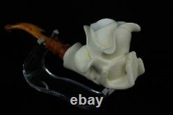ROSE IN HAND Block Meerschaum Smoking Tobacco Pipe Pipa Pfeife + CASE AGV-2529