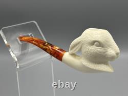 Rabbit / Bunny Figure Pipe block Meerschaum Handmade New Custom Made Case#1590