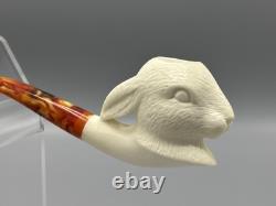 Rabbit / Bunny Figure Pipe block Meerschaum Handmade New Custom Made Case#1590