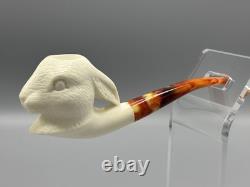 Rabbit / Bunny Figure Pipe block Meerschaum Handmade New Custom Made Case#1590