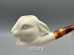 Rabbit / Bunny Figure Pipe block Meerschaum Handmade New Custom Made Case#1590