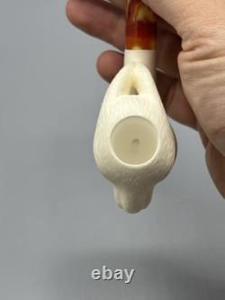 Rabbit / Bunny Figure Pipe block Meerschaum Handmade New Custom Made Case#1590