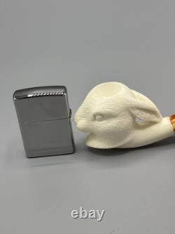 Rabbit / Bunny Figure Pipe block Meerschaum Handmade New Custom Made Case#1590