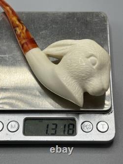 Rabbit / Bunny Figure Pipe block Meerschaum Handmade New Custom Made Case#1590