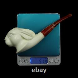 Rabbit / Bunny Figure Pipe block Meerschaum Handmade New Custom Made Case#1843