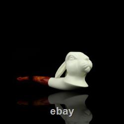 Rabbit / Bunny Figure Pipe block Meerschaum Handmade New Custom Made Case#1843