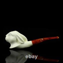 Rabbit / Bunny Figure Pipe block Meerschaum Handmade New Custom Made Case#1843