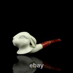 Rabbit / Bunny Figure Pipe block Meerschaum Handmade New Custom Made Case#1843