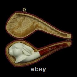 Rabbit / Bunny Figure Pipe block Meerschaum Handmade New Custom Made Case#1843