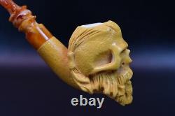 Ragnar Skull Pipe Handmade From Turkey Block Meerschaum-NEW W CASE#99