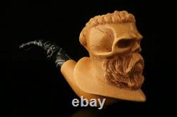 Ragnar Viking Warrior Skull Block Meerschaum Pipe by Kenan with CASE 11434