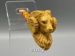 Ram Figure Pipe Block Meerschaum Handmade NEW With Case#27