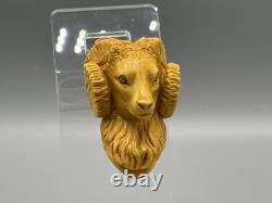 Ram Figure Pipe Block Meerschaum Handmade NEW With Case#27
