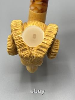 Ram Figure Pipe Block Meerschaum Handmade NEW With Case#27