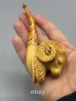 Ram Figure Pipe Block Meerschaum Handmade NEW With Case#27