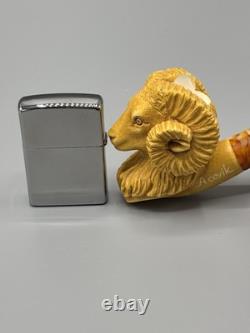 Ram Figure Pipe Block Meerschaum Handmade NEW With Case#27