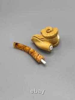 Ram Figure Pipe Block Meerschaum Handmade NEW With Case#27