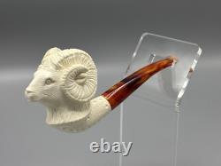 Ram Figure Pipe Block Meerschaum Handmade NEW With Case#318