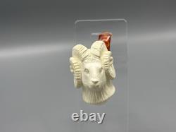 Ram Figure Pipe Block Meerschaum Handmade NEW With Case#318