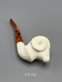 Ram Figure Pipe Block Meerschaum Handmade NEW With Case#318