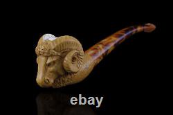 Ram head block Meerschaum Pipe tobacco hand carved smoking pfeife with case