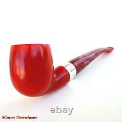 Red Billiard AGovem Block Meerschaum Pipe w Silver, Handcarved Pipe, AGM-794