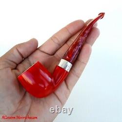 Red Billiard AGovem Block Meerschaum Pipe w Silver, Handcarved Pipe, AGM-794