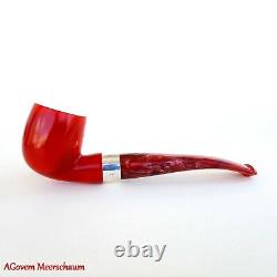 Red Billiard AGovem Block Meerschaum Pipe w Silver, Handcarved Pipe, AGM-794