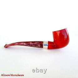 Red Billiard AGovem Block Meerschaum Pipe w Silver, Handcarved Pipe, AGM-794