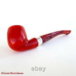 Red Billiard AGovem Block Meerschaum Pipe w Silver, Handcarved Pipe, AGM-794