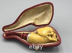 Reverse Calabash Skull Pipe BY Adnan Block Meerschaum-NEW HANDMADE W CASE#1736