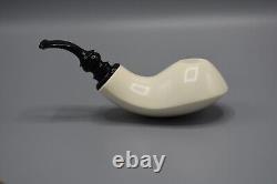 Reverse Calabash Smooth Whale Pipe BLOCK MEERSCHAUM-NEW-HAND CARVED W Case#848