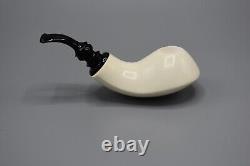 Reverse Calabash Smooth Whale Pipe BLOCK MEERSCHAUM-NEW-HAND CARVED W Case#848