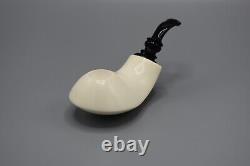 Reverse Calabash Smooth Whale Pipe BLOCK MEERSCHAUM-NEW-HAND CARVED W Case#848