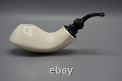 Reverse Calabash Smooth Whale Pipe BLOCK MEERSCHAUM-NEW-HAND CARVED W Case#848