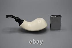 Reverse Calabash Smooth Whale Pipe BLOCK MEERSCHAUM-NEW-HAND CARVED W Case#848