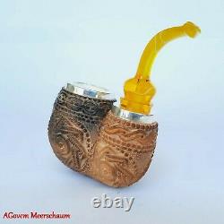 Reverse Nose Warmer Block Meerschaum Pipes, Carved Smoking Pipe, Tobacco, AGM446