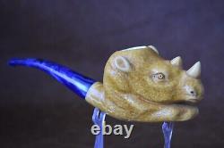 Rhino Figure pipe Handmade Block Meerschaum-NEW Custom Made CASE#879