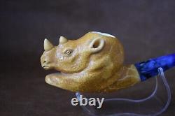 Rhino Figure pipe Handmade Block Meerschaum-NEW Custom Made CASE#879
