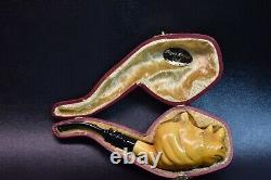 Rhino Head Pipe By Kenan Block Meerschaum-NEW Handmade With Case#1327