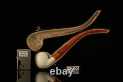 Rhodessian Churchwarden Block Meerschaum Pipe with fitted case M2103