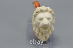 Roaring Lion Figure Pipe block Meerschaum Handmade New W Case#1406