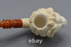 Roaring Lion Figure Pipe block Meerschaum Handmade New W Case#1406