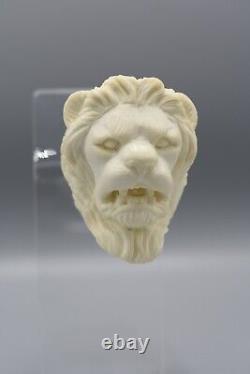 Roaring Lion Figure Pipe block Meerschaum Handmade New W Case#1466