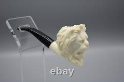 Roaring Lion Figure Pipe block Meerschaum Handmade New W Case#1466