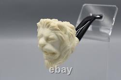 Roaring Lion Figure Pipe block Meerschaum Handmade New W Case#1466