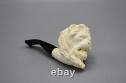 Roaring Lion Figure Pipe block Meerschaum Handmade New W Case#1466