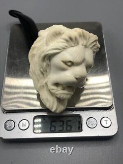 Roaring Lion Figure Pipe block Meerschaum Handmade New W Case#1466